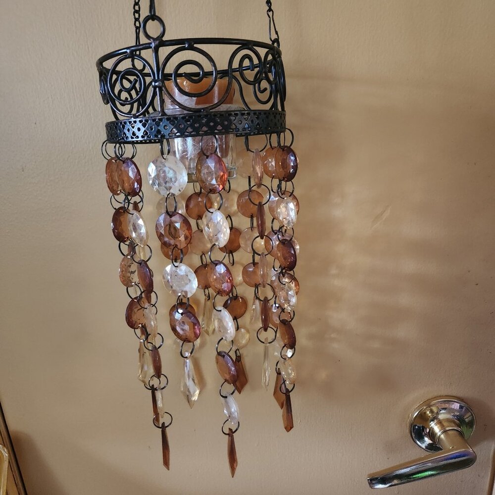 Faux Crystal Mini Chandelier tea light Missing 1 bottom piece